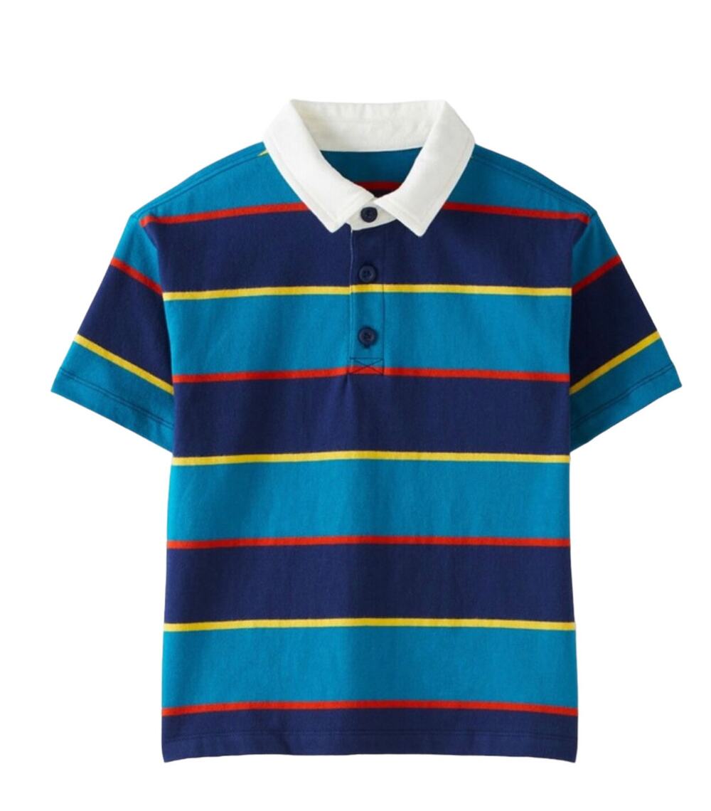NWT! Hanna Andersson Blue Multi Stripes Rugby Polo. Size 3